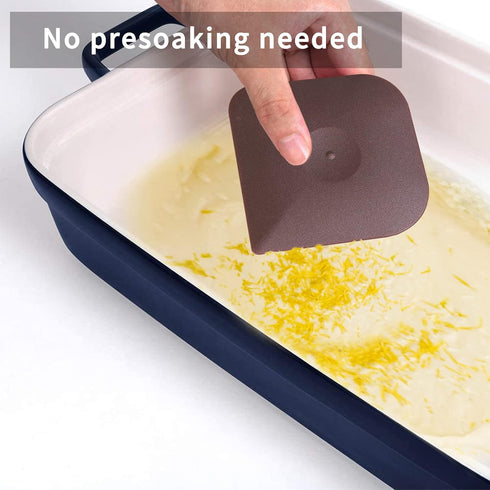 Pan Scrapers Dish Scraper Tool Set, 3 Pack Food Scraper for Cleaning Grease, Cast Iron Cleaner (Brown)