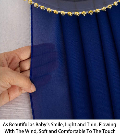 ShinyBeauty Chiffon Table Runner, Royal Blue Voile Sheer Tulle for Wedding Birthday Baby Shower Party Decoration