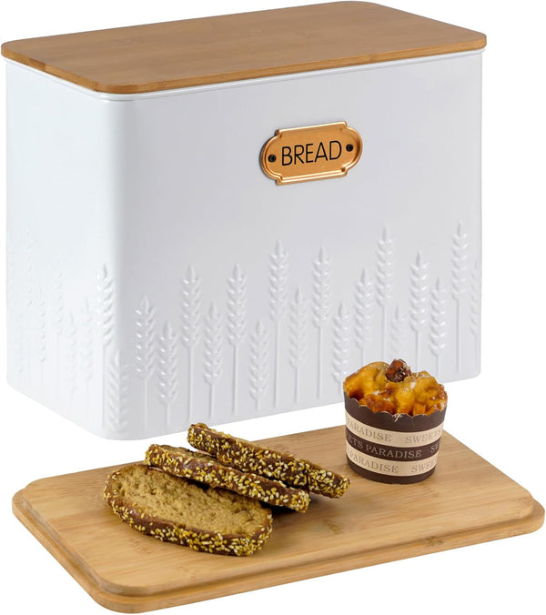 HOME PALETTE Extra Large Bread Box for Kitchen Countertop Corner Breadbox for Homemade Bread