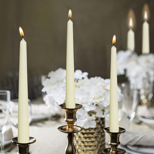 BOLSIUS Ivory Taper Candles, 10 Pack Unscented 10 Inch Dinner Candle Set, Premium Quality, Smokeless
