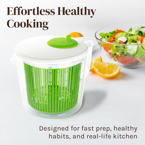 Cooler Kitchen Small Salad Spinner Mini Lettuce Spinner and Dryer with Measuring Cup Bowl Compact Veggie & Fruit