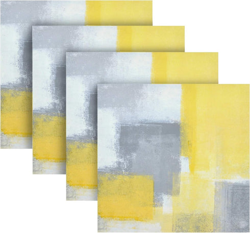 ALAZA Grey and Yellow Abstract Art Painting Cloth Napkins - Set of 6 Reusable Washable Polyester Dinner Napkins