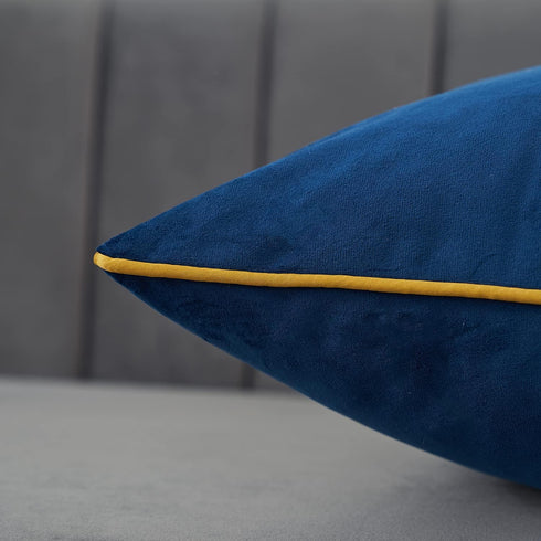 Avigers 20 x 20 Inches Navy Blue Solid Cushion Case, Luxury European Throw Pillow Cover for Couch Bedroom