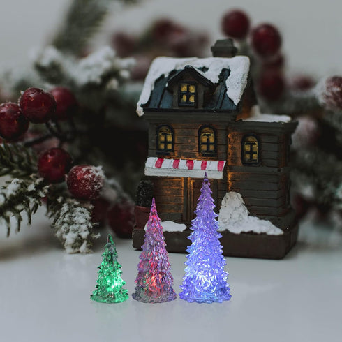 3 Beaupretty Pieces Lighted Christmas Tree Figurine Color Changing LED Acrylic Holiday Tree Christmas Table Top