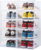 Large Shoe Organizer Stackable with Magnetic Door DVD/CD Storage 4pcs, Clear Shoe