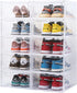 Large Shoe Organizer Stackable with Magnetic Door DVD/CD Storage 4pcs, Clear Shoe