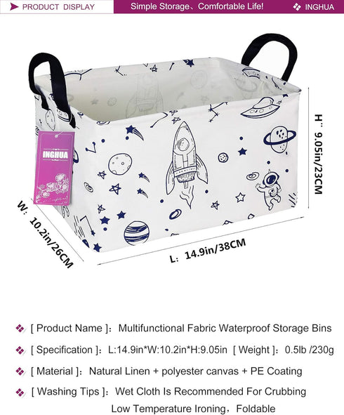Rectangular Fabric Storage Basket Organizer Bin for Toys, Books, Clothes, Gifts, Pets - Perfect for Home and Office