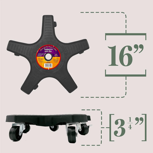 16" 500 lb Bosmere Plant Caddie - Heavy-Duty Rolling Plant Stand with Locking Wheels, Capacity Durable Plant Caddy
