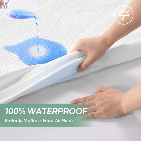 Cozymaker 100% 8"-21" 3D Queen Size Waterproof Mattress Protector, Mattress Pad Cover Fitted Deep Pocket, Air Fabric