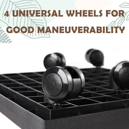 13 Inch Square Rolling Plant Caddy Saucer with Wheels, Heavy Duty Wheeled Planter Stand for Potted Plant, Coaster