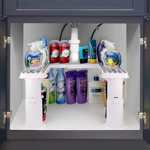 Expandable Under Sink Organizer and Storage I Bathroom Under the Sink Organizer Kitchen Under Sink Shelf I Cleaning
