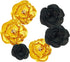3D Paper Flowers, Gold Black Graduation Craft Paper Flowers, 6PCS Pom Pom Backdrop for Baby Shower Decor