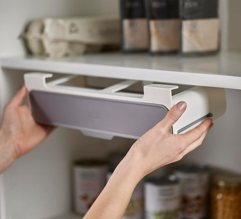 Joseph Joseph Spice Rack Organizer - Grey Under-Shelf Kitchen Cabinet Storage Solution for Spices