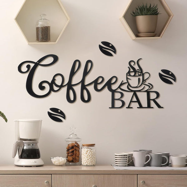 Metal Coffee Bar Sign, Rustic Coffee Hanging Décor for Coffee Bar, Wall Art for Home Office Kitchen
