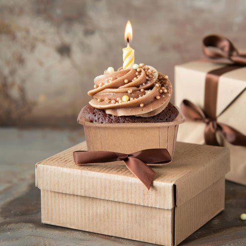 Whaline 100Pcs Parchment Square Cupcake Liners, Natural Color Kraft Paper Baking Cups for Parties