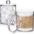 2 Pack Acrylic Qtip Holder Dispenser - Clear Plastic Canister for Cotton Swabs, Balls, Pads, Floss Picks, Bathroom Decor