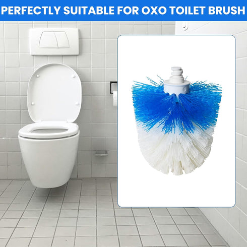 2 Pack Toilet Brush Refills for OXO Toilet Brush Only, Toilet Brush Replacement Head, Blue & White, Nylon & Plastic
