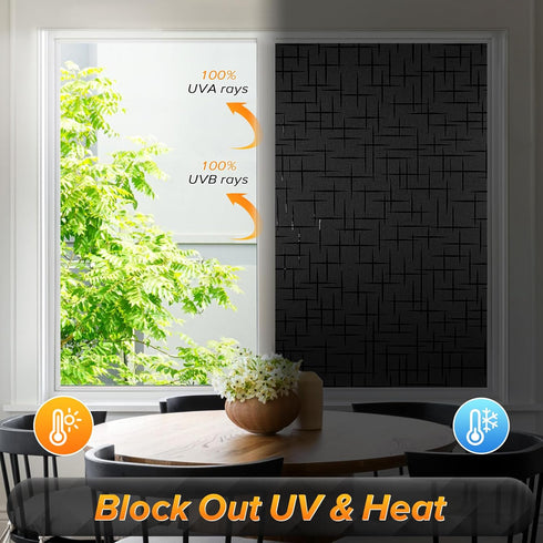 rabbitgoo Blackout Window Film - Sun Light Blocking Room Darkening Privacy Cover for Home Frosted Glass Window