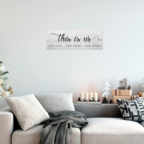 Jetec This Is Us Wall Sign - Wooden Family Wall Plaques with Quotes for Living Room, Bedroom, Christmas Decorations