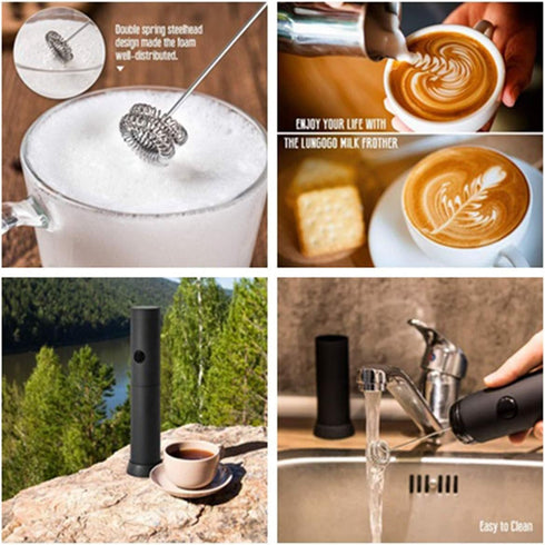 Handheld Electric Double Mesh Milk Frother - Whisk for Latte, Cappuccino, Barista Art