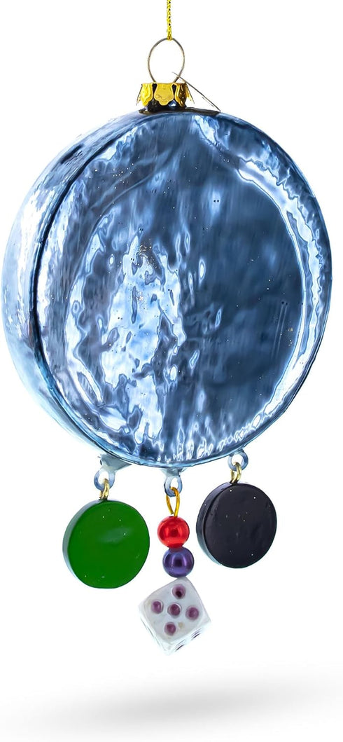 Roulette and Casino Poker Chip Glass Christmas Ornament