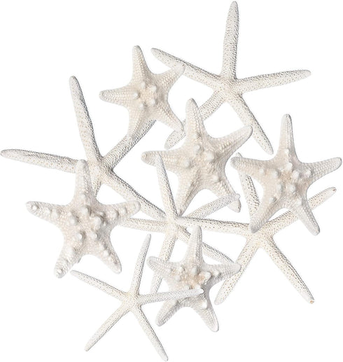Nautical Crush Trading Starfish Decor, 5 White Starfish 4-6" and 5 Knobby Starfish 2-3.5" for Coastal Party