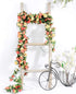 Miracliy 8Pcs 66FT Flower Garland, Orange and Champagne Artificial Rose Floral Vines for Wedding Decoration