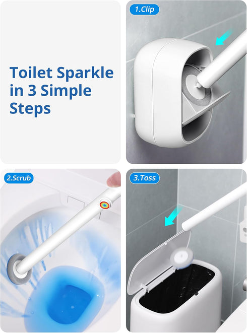 TidyTale Set, 12 Disposable Toilet Cleaner Wand and Holder Wall Mounted Toilet Bowl Brush Kit with Refill Heads