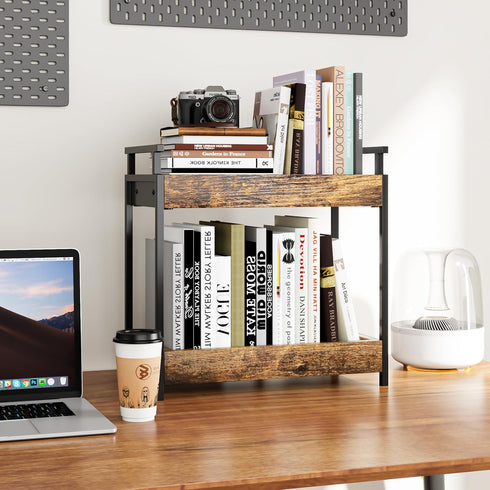 Countertop 2 Counter KLM Coffee Station Organizer, Tier Wooden Shelf for Coffee Bar Accessories, Condiment Storage