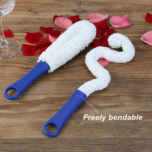 Bottle Cleaning Brush Set, 2 Different Sizes Flexible Scourer for Cleaning Wine Decanters, Goblets, Glasses