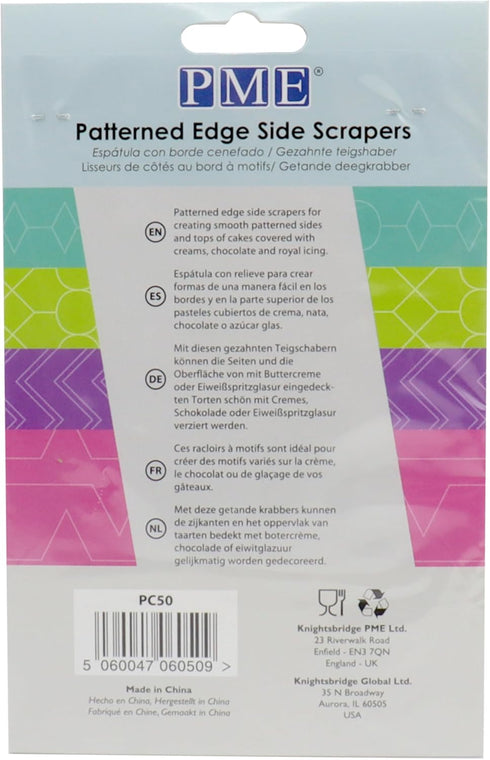 PME Side Scrapers, Patterned Edge Plastic Set of 4