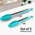 Zulay Stainless Steel Kitchen Tongs with Silicone Tips, Set of 2 (9” & 12”), Locking Cooking Tongs, Silver/Aqua Sky