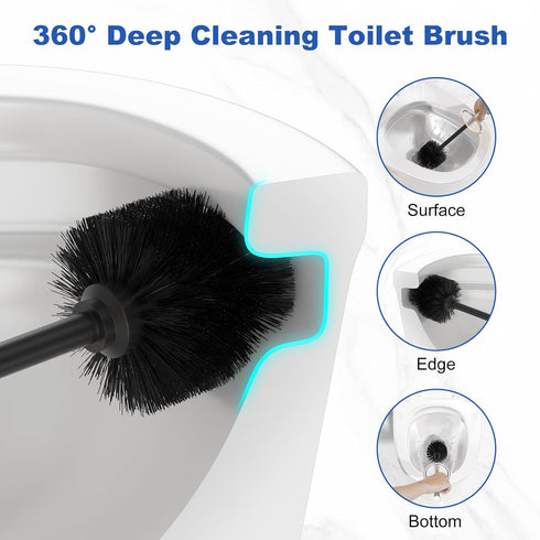 Set304 Toilet Brush and Holder Stainless Steel Heavy Duty Toilet Bowl BrushRemovable Inner Bowl and Splash