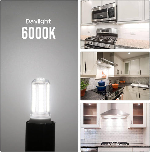 YUIIP 4W E17 LED Bulb Dimmable, Daylight White 6000K, 40W Halogen Replacement for Microwave and Range Hood, 2 Pack