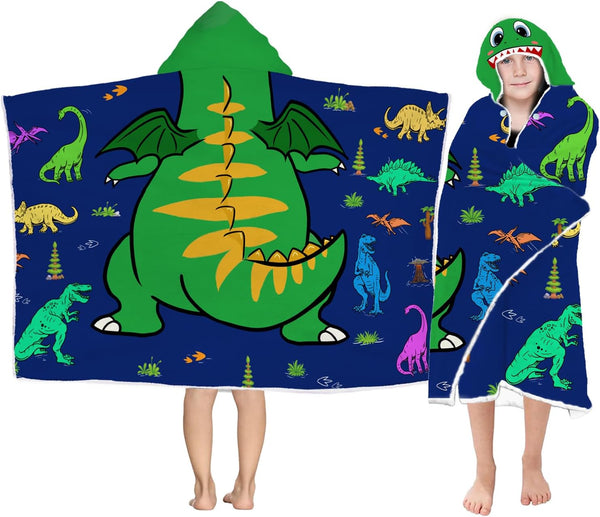 FUTBU Dinosaur Hooded Beach Towel for Boys, Soft & Absorbent T-Rex Dinosaur Poncho