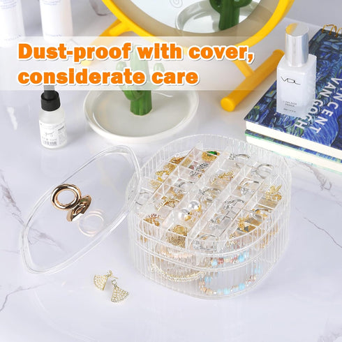 LETURE 3-Layer Acrylic Jewelry Organizer Box for Stud Earrings, Necklaces, Bracelets, and Small Bead Storage