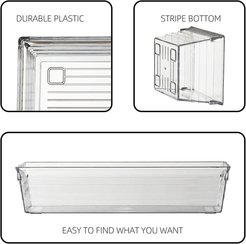 Backerysupply Clear Plastic Drawer Organizer Tray for Vanity Cabinet (Set of 8)