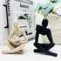 2 Pcs Home Decor Sandstone Reading Thinker Statue Modern Figurines Abstract Aesthetic Sculpture Thinker Statuettes