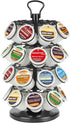 K Cup Holders Carousel, Coffee Pods Storage Organizer Stand (Black, 32 Pods Capacity K/D Design)