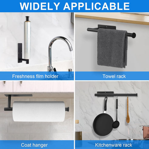 Under Cabinet Paper Towel Holder, Stainless Steel Wall Mount for Kitchen or Bathroom, Adhesive or Drill Mount (2 Pack)