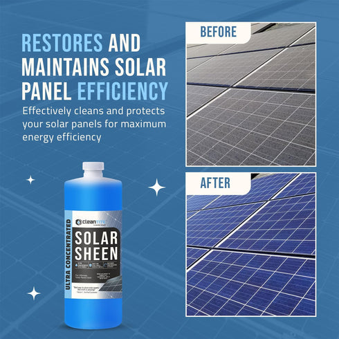 128 (32 oz) Solar Panel Cleaner Solar Sheen (Makes Gallons) - Super Concentrated Glass & Solar Panel Cleaning, Remove