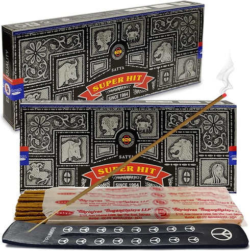 TRUMIRI Incense Stick Holder Bundle with Satya Super Hit Incense Sticks - Pack of 2 (Approx 200 Sticks)
