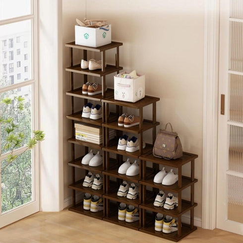 Spaces,5 Entryway,Closet,Corner,Doorway,Skinny Vertical Shoe Rack - Tall Narrow Shoe Rack Organizer for Small Tier