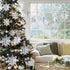 OuMuaMua Winter Christmas Hanging Decorations - 12PCS 3D Large Silver Snowflakes & 12PCS White Paper Snowflakes Garland