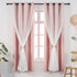 84 Inch 1 Light Pink Curtains Blackout for Girls Bedroom - Aesthetic Star Cutout Double Layer with White Sheer Overlay