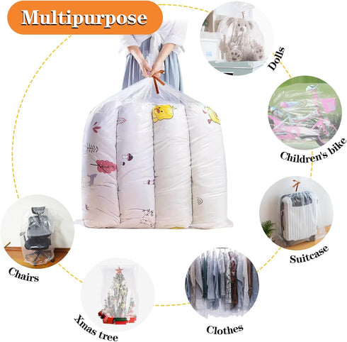8 Pack Large Clear Plastic Bags, 40" x 60" Moistureproof Dustproof Storage Bags for Luggage, Furniture, Kids Bike