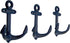 Nautical Cast Iron Ship Anchor Wall Hooks, Wowser, Set of 3 (Blue)
