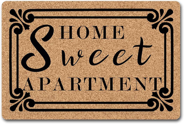 Welcome Mat Home Sweet Apartment Doormat, Anti-Slip Rubber Back, Novelty Gift Mats for Indoor Outdoor