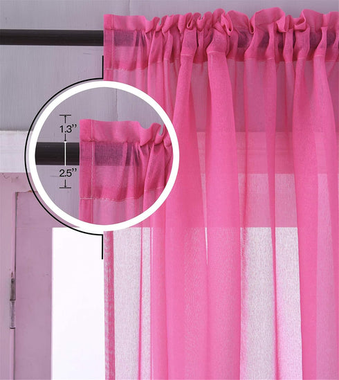 Yancorp Sheer Bedroom Curtains 84 inch Length - Pink Purple Ombre Rod Pocket Drapes for Girls Living Room, 1 Panel