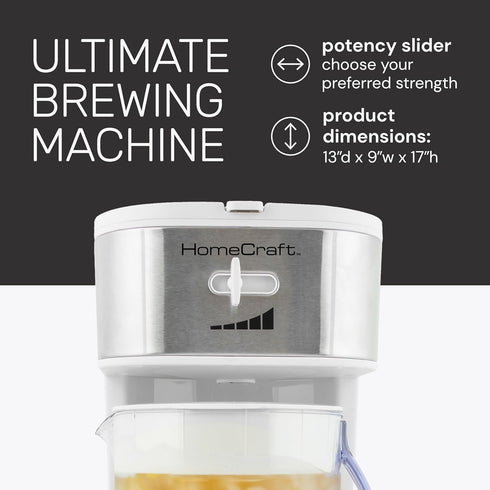 HomeCraft 3-Quart White Stainless Steel Café' Iced Tea and Coffee Brewing System, 12 Cups